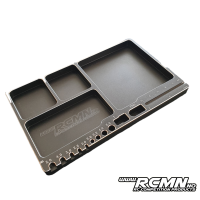 RCMN – Alu Part Tray with magnetic inlay (Black w/silver edge)